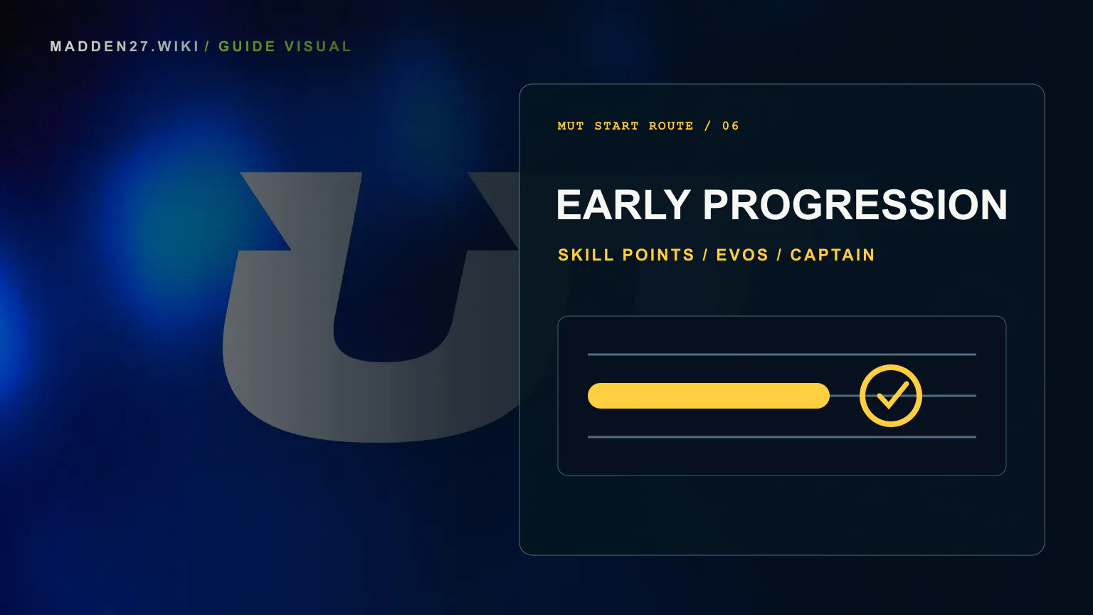 Editorial Madden NFL 27 Ultimate Team early progression artwork with Skill Points Evos and Captain paths